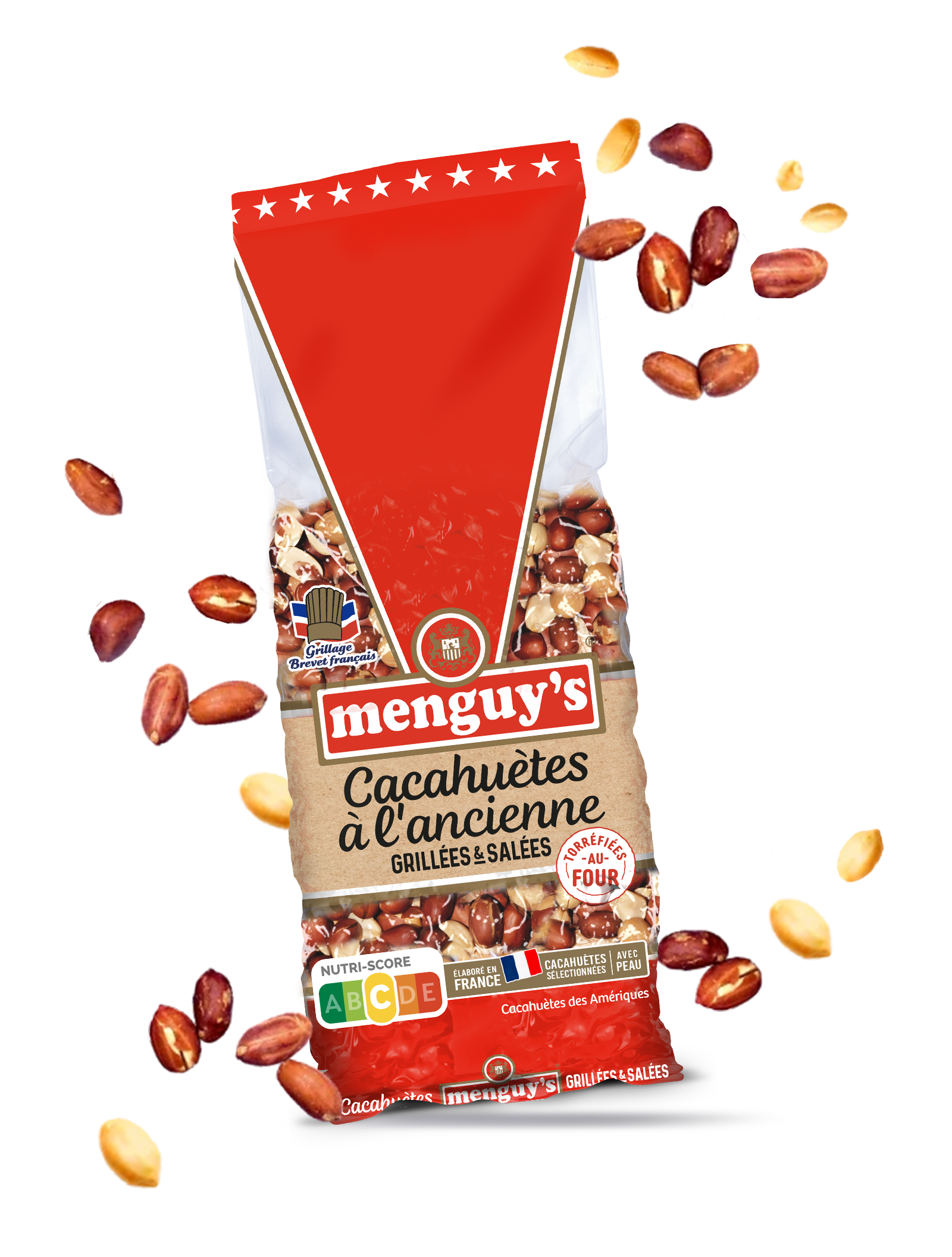 Sachet de cacahuètes à l'ancienne grillées & salées Menguy's