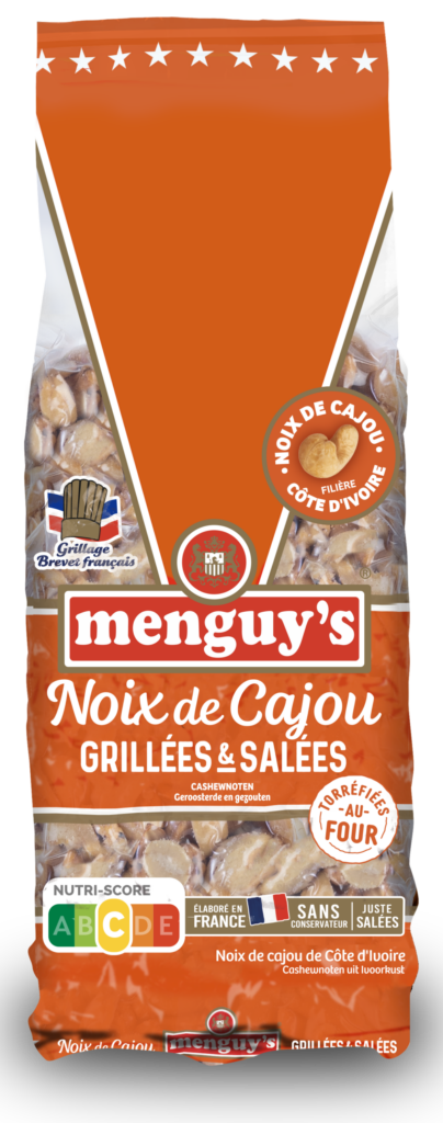 Sachet Menguy's de noix de cajou grillées et salées Apéro