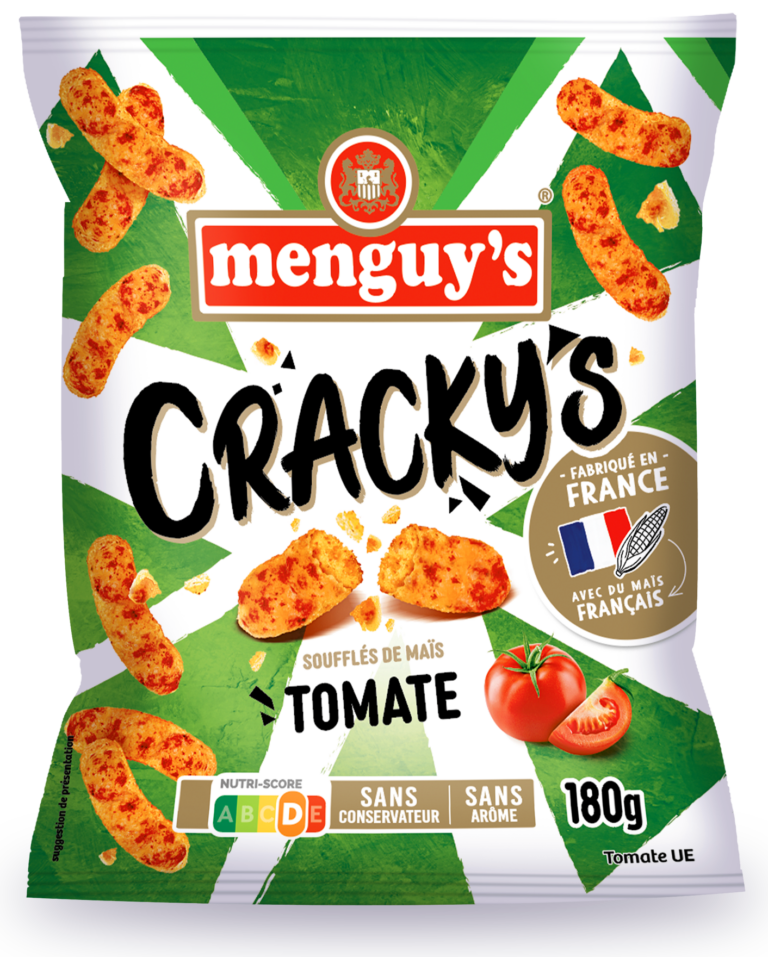 Tomato flavored puffed corn