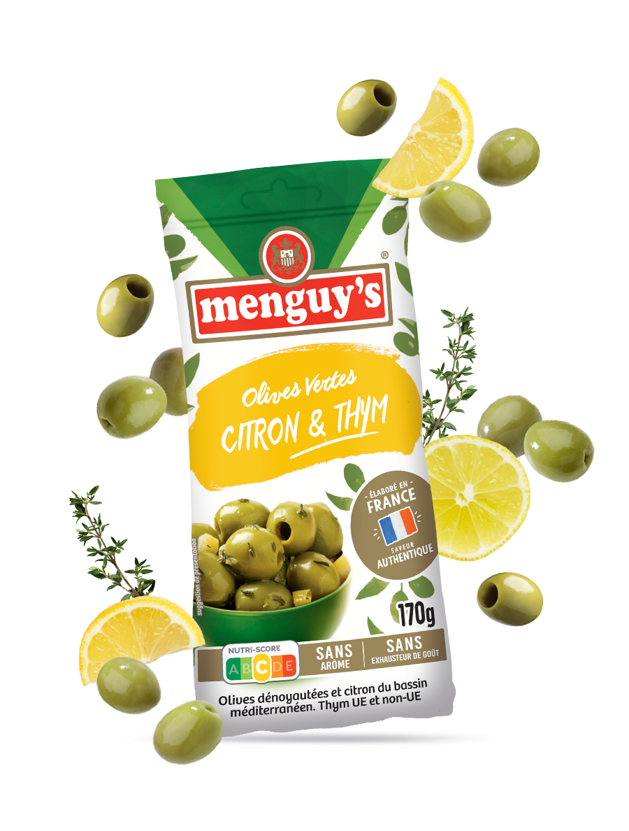 olives vertes citron et thym Menguy's