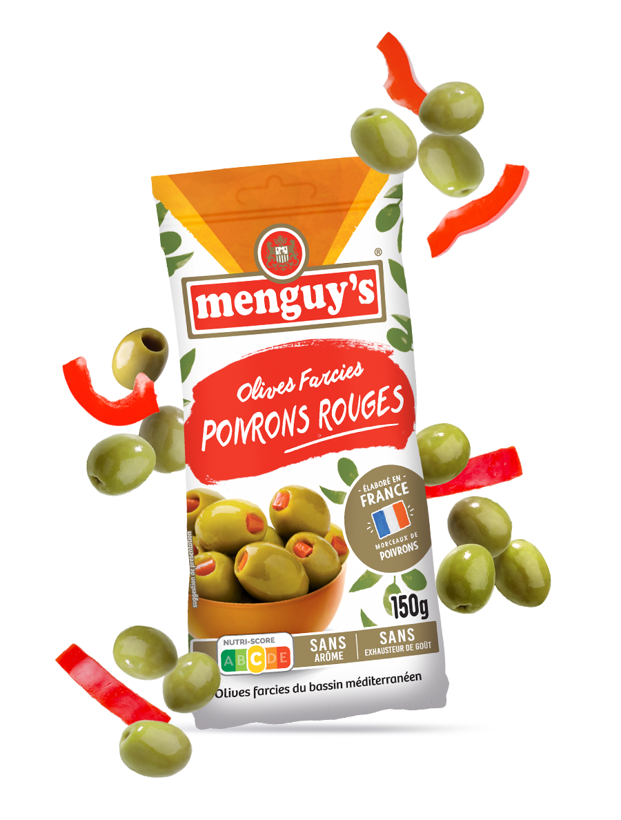 sachet d'olives farcies aux poivrons rouges Menguy's