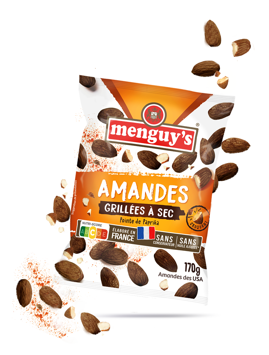 sachet d'amandes grillées à sec point de paprika Menguy's