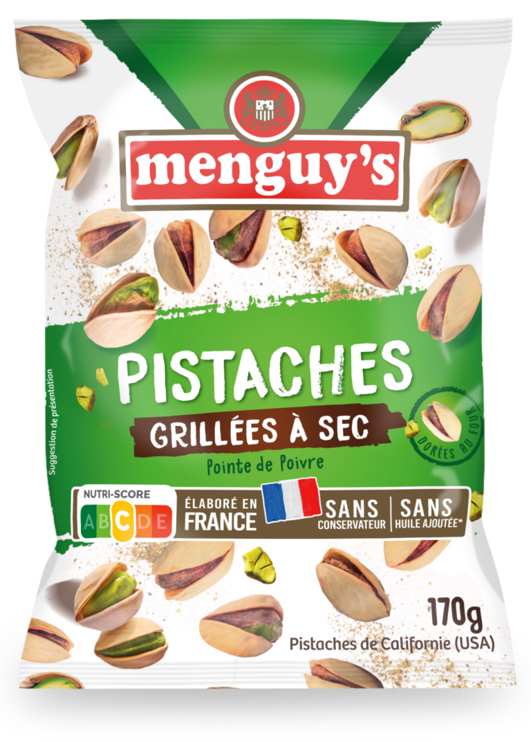 Dry-roasted salted and peppered pistachios