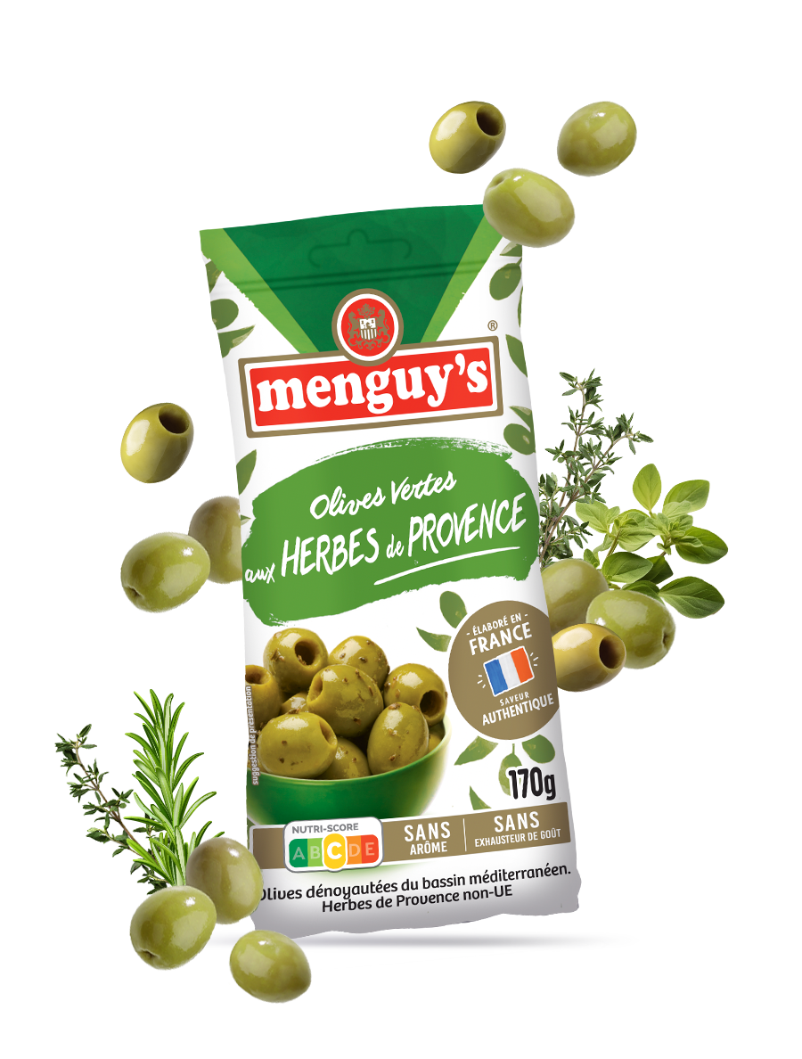 sachet d'olives vertes aux herbes de provence Menguy's