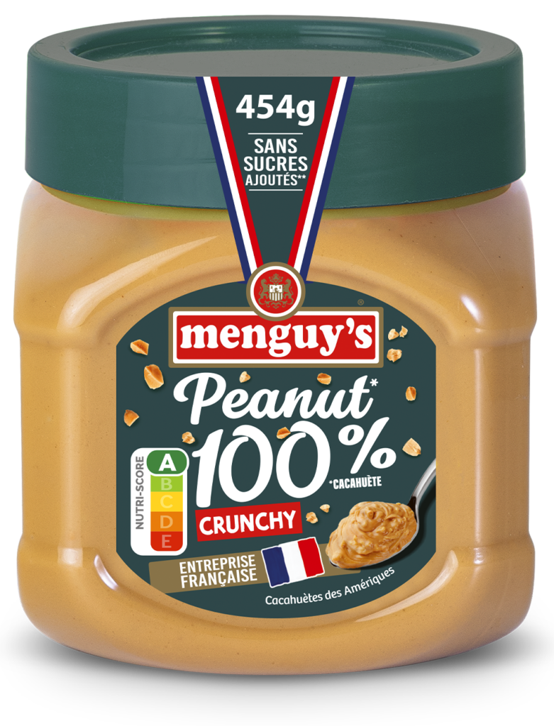 Pot de beurre de cacahuète Menguy's Peanut 100% crunchy 454 g