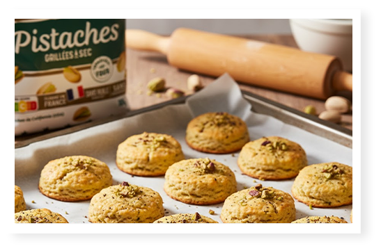 Biscuits salés aux pistaches grillées à sec à la pointe de poivre Menguy’s