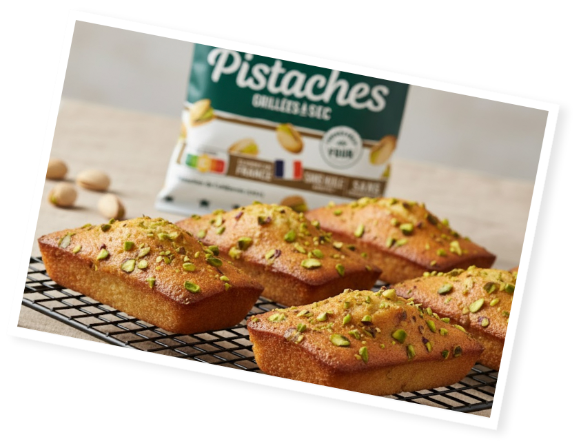 Financiers moelleux aux pistaches grillées à sec et salées Menguy’s