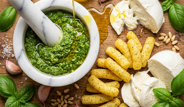 Apéro Menguy's aux sticks salés avec pesto et mozzarella