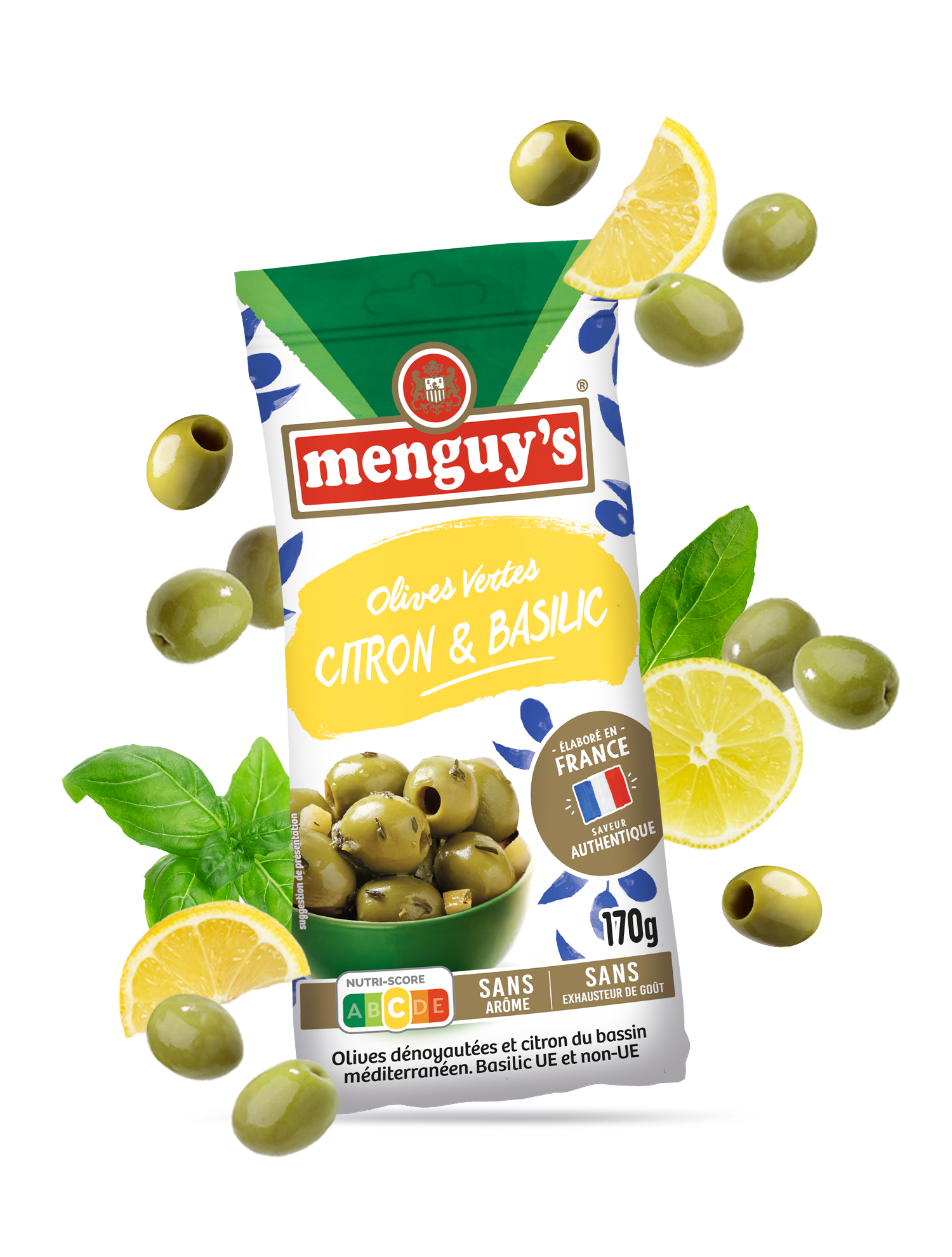 Menguy's Apéro olives vertes citron et basilic 170 g