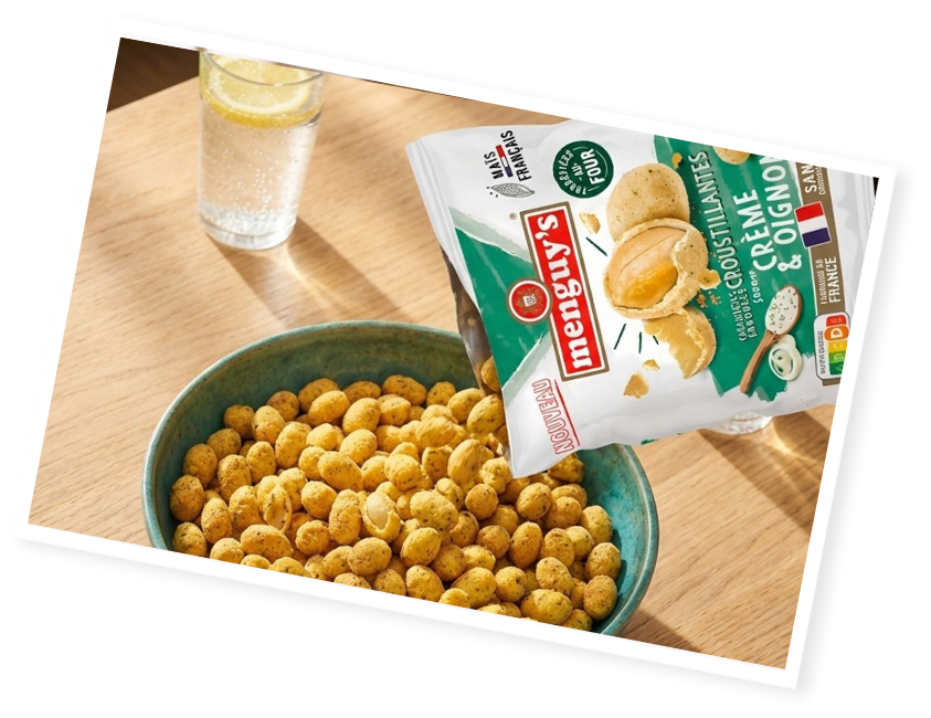 Menguy's Apéro croustillantes crème et oignon versées dans un bol