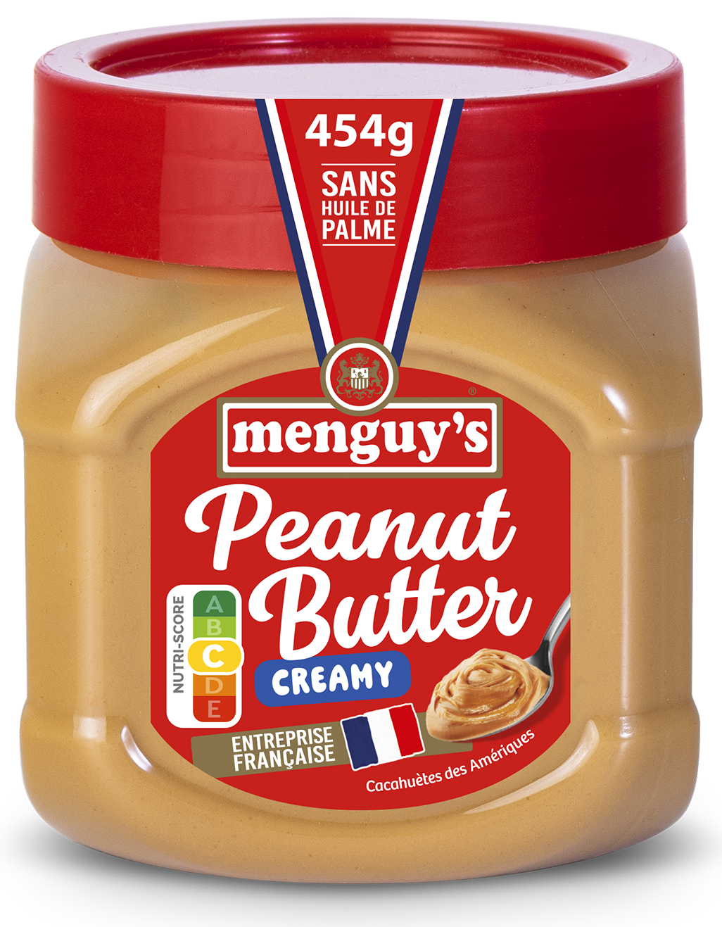 Pot de peanut butter creamy Menguy's 454 g sans huile de palme