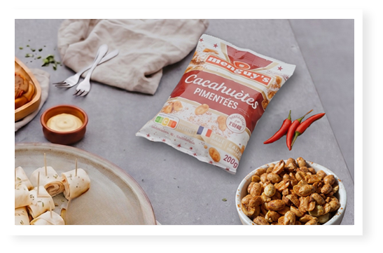 Sachet de cacahuètes pimentées Menguy's pour Apéro