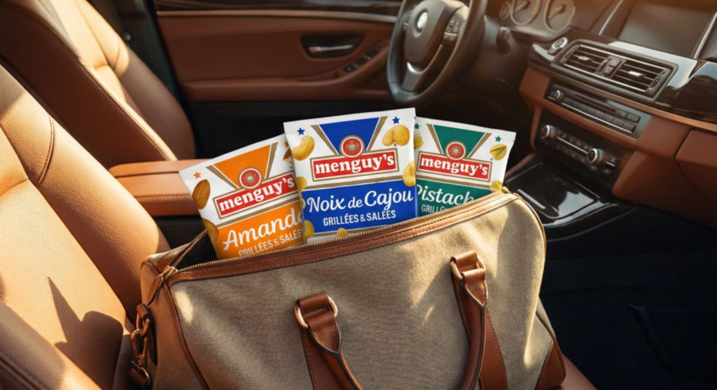 Sachets Menguy's Apéro d'amandes, noix de cajou et pistaches dans un sac