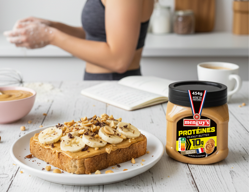 Tartine banane et beurre de cacahuète Menguy's Protéines pour l'Apéro