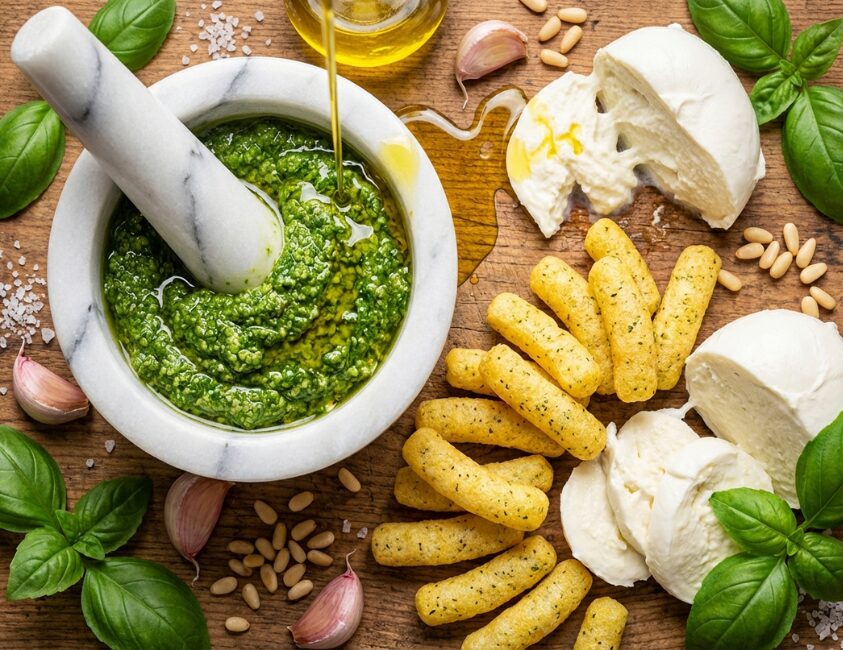 Apéro Menguy's avec gressins, pesto et mozzarella