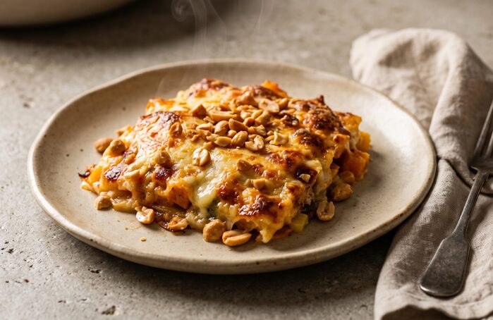 Gratin de pâtes au fromage et cacahuètes Menguy's Apéro