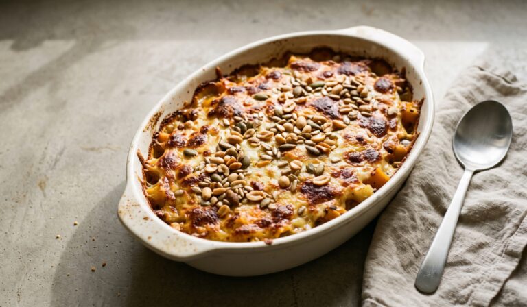 Gratin de pâtes Apéro Menguy's aux graines et fromage gratiné